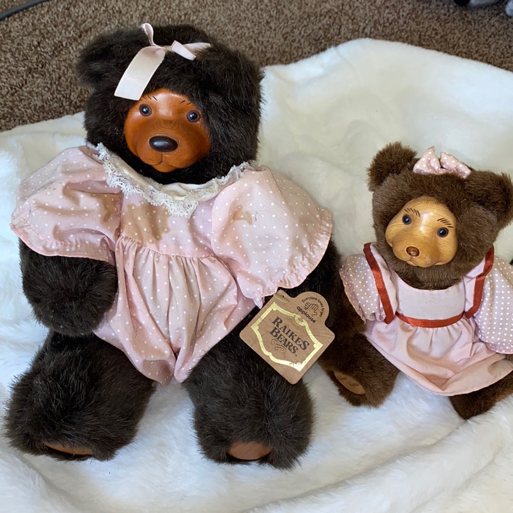 Robert Raikes Bears collectible wooden faces raikes bears Vintage 1989